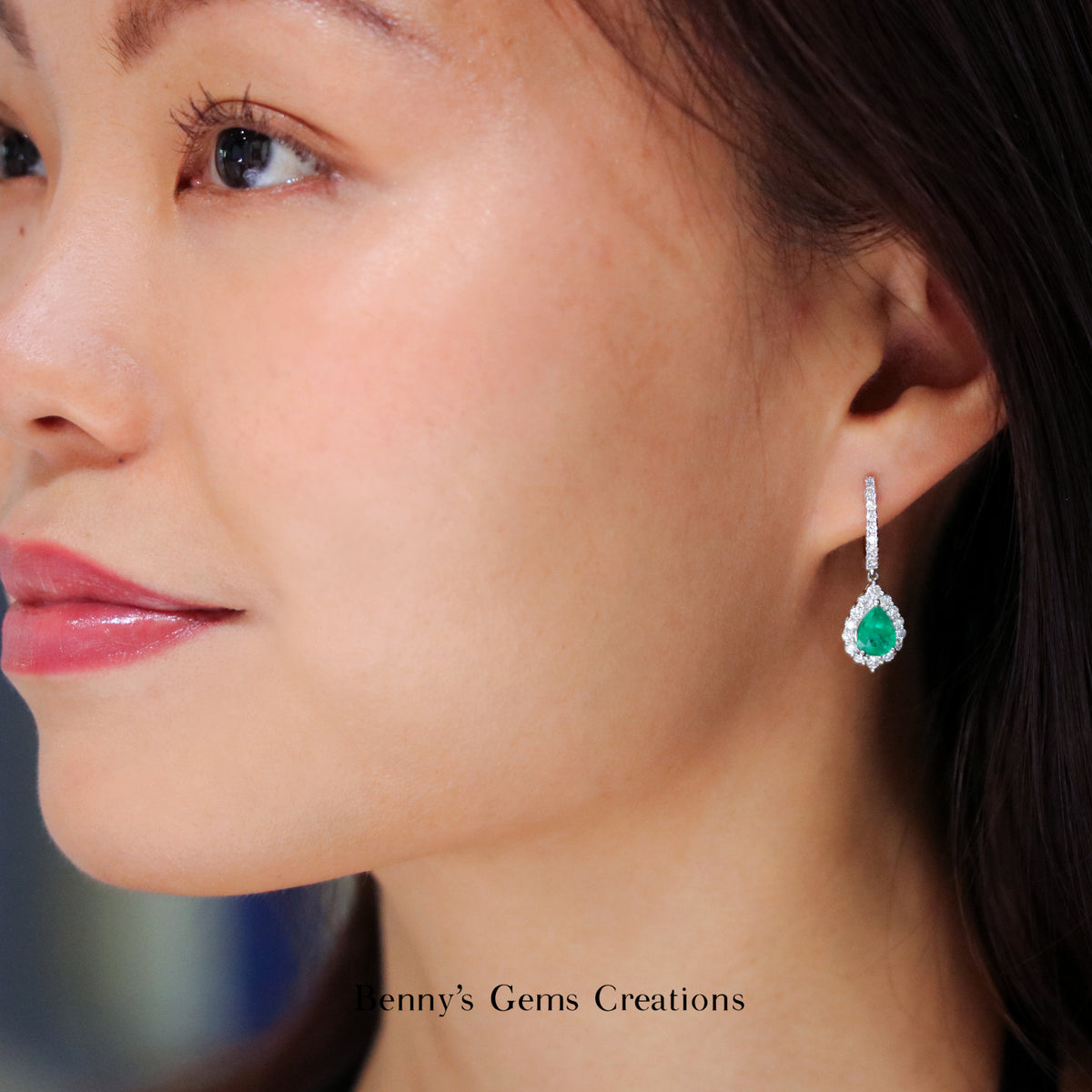 Emerald Serenity Diamond Earrings - Benny's Gems Creations