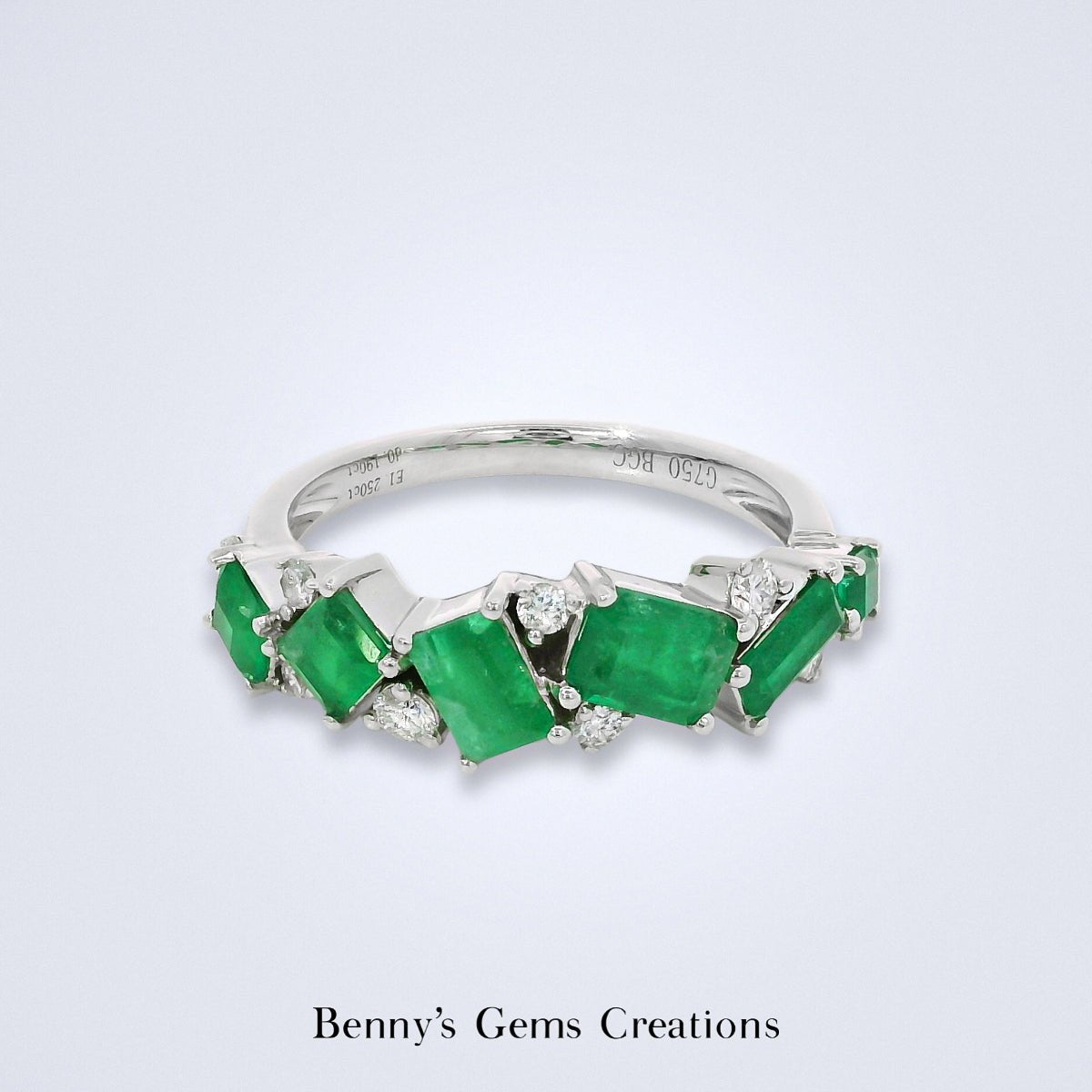 Émeraude Cascade Colombian Emerald Diamond Ring - Benny's Gems Creations