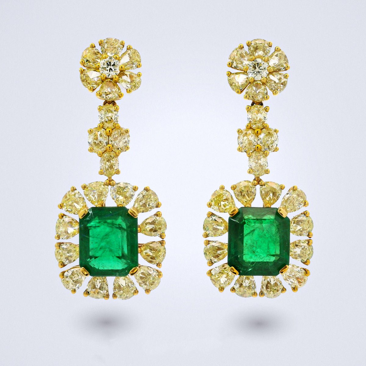 Émeraude Soleil Emerald & Yellow Diamond Earrings - Benny's Gems Creations