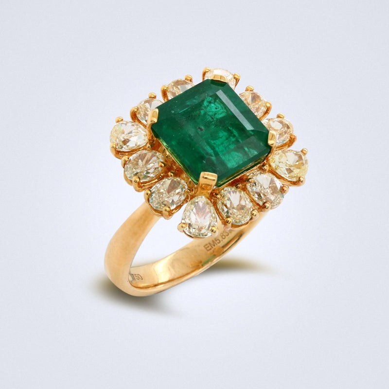 Émeraude Soleil Emerald & Yellow Diamond Ring - Benny's Gems Creations