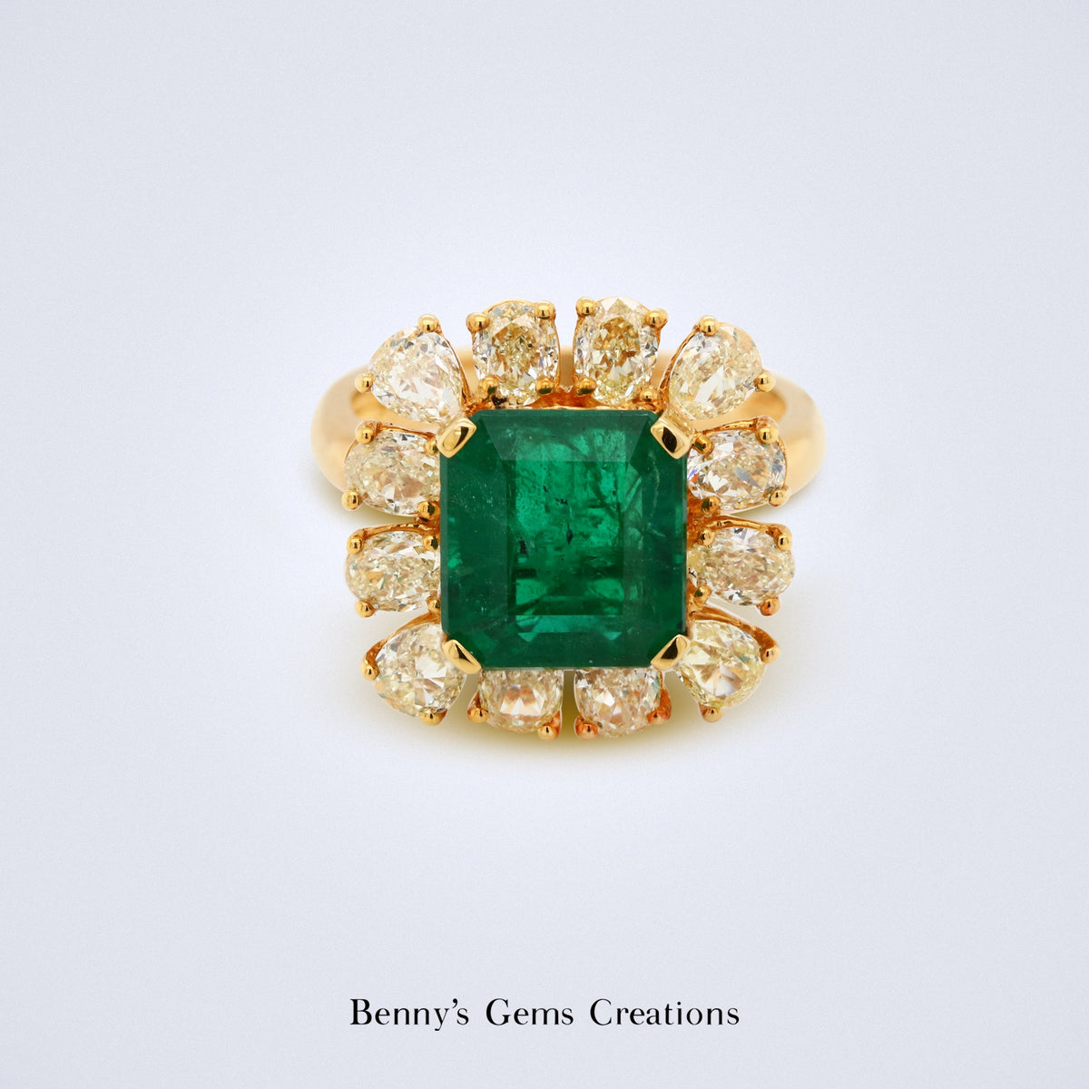 Émeraude Soleil Emerald & Yellow Diamond Ring - Benny's Gems Creations