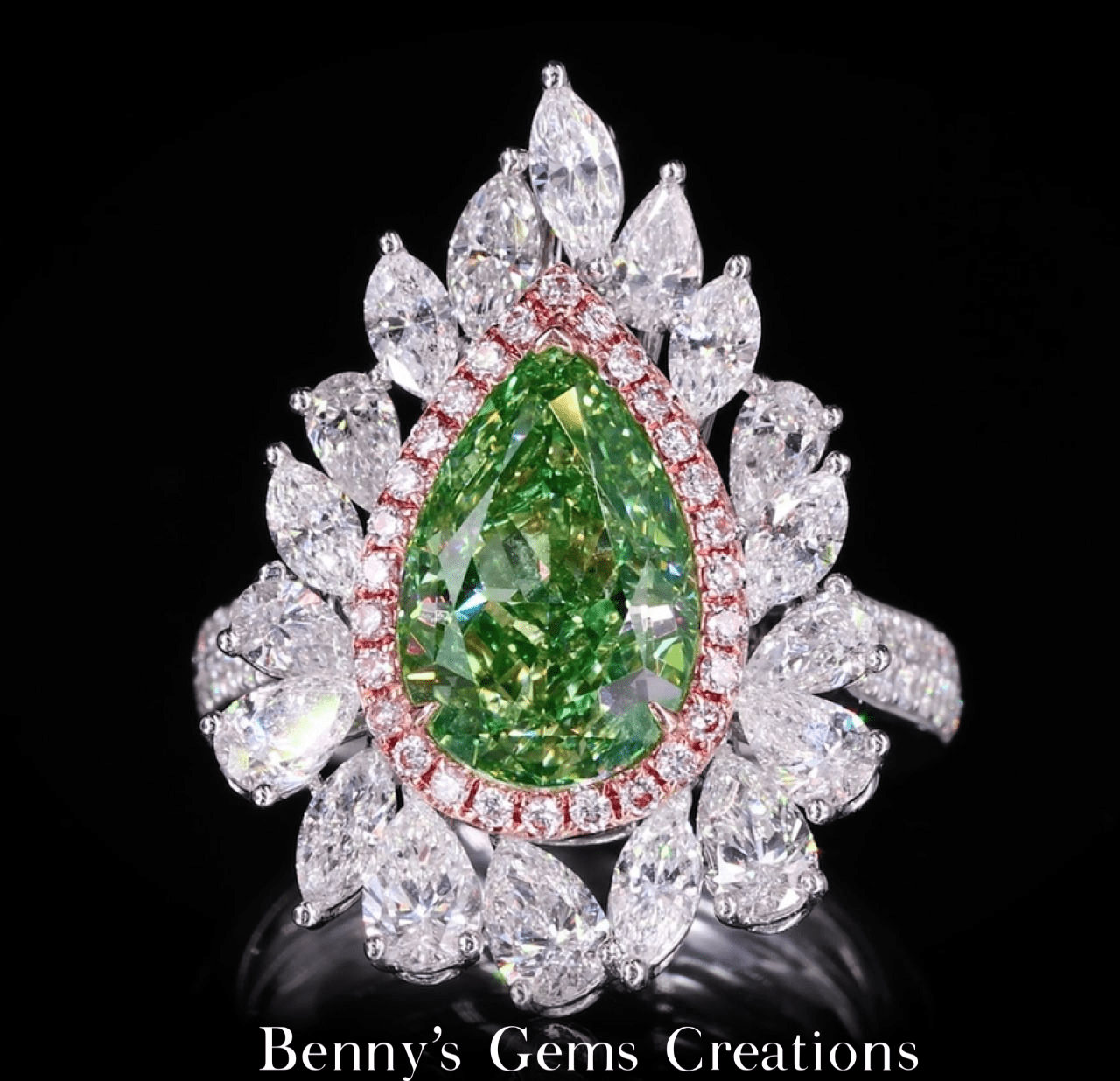 Enchanted Garden Green Diamond Ring & Pendant - Benny's Gems Creations
