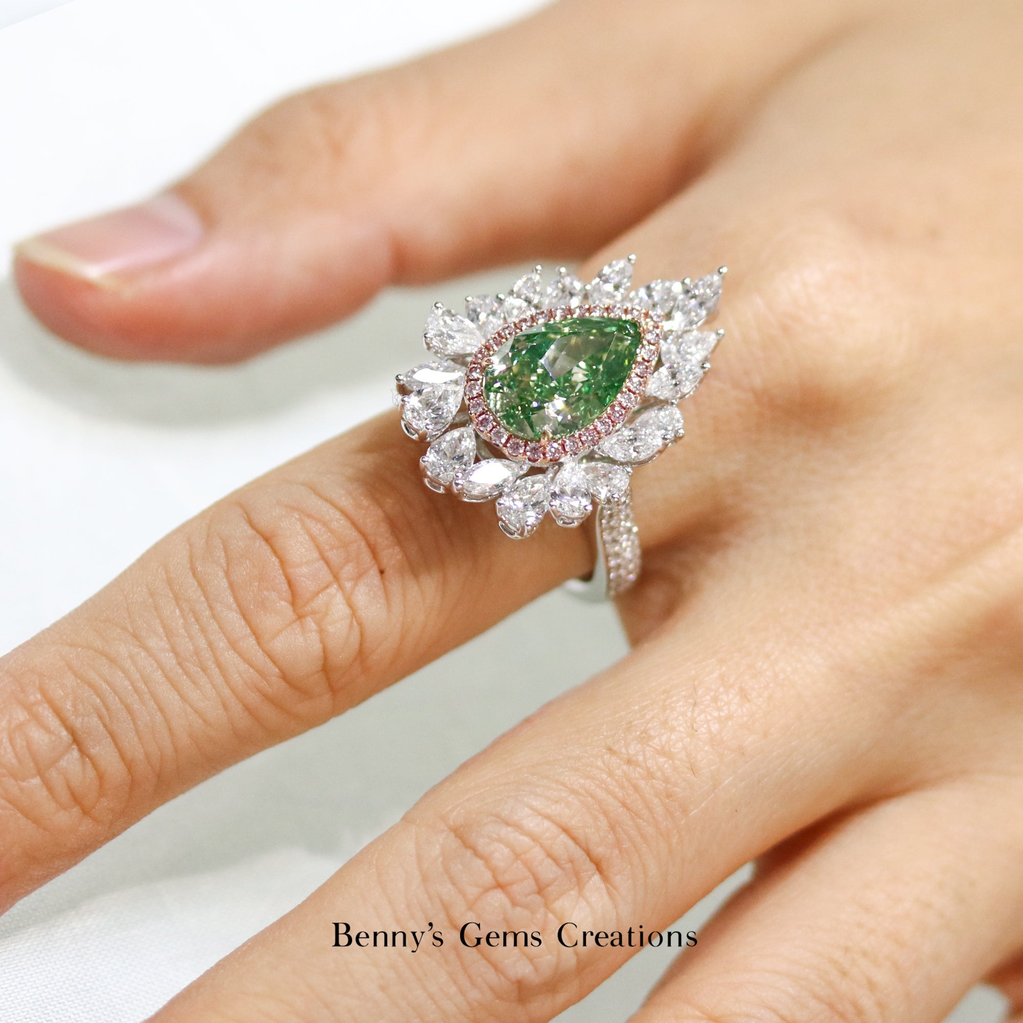Enchanted Garden Green Diamond Ring & Pendant - Benny's Gems Creations