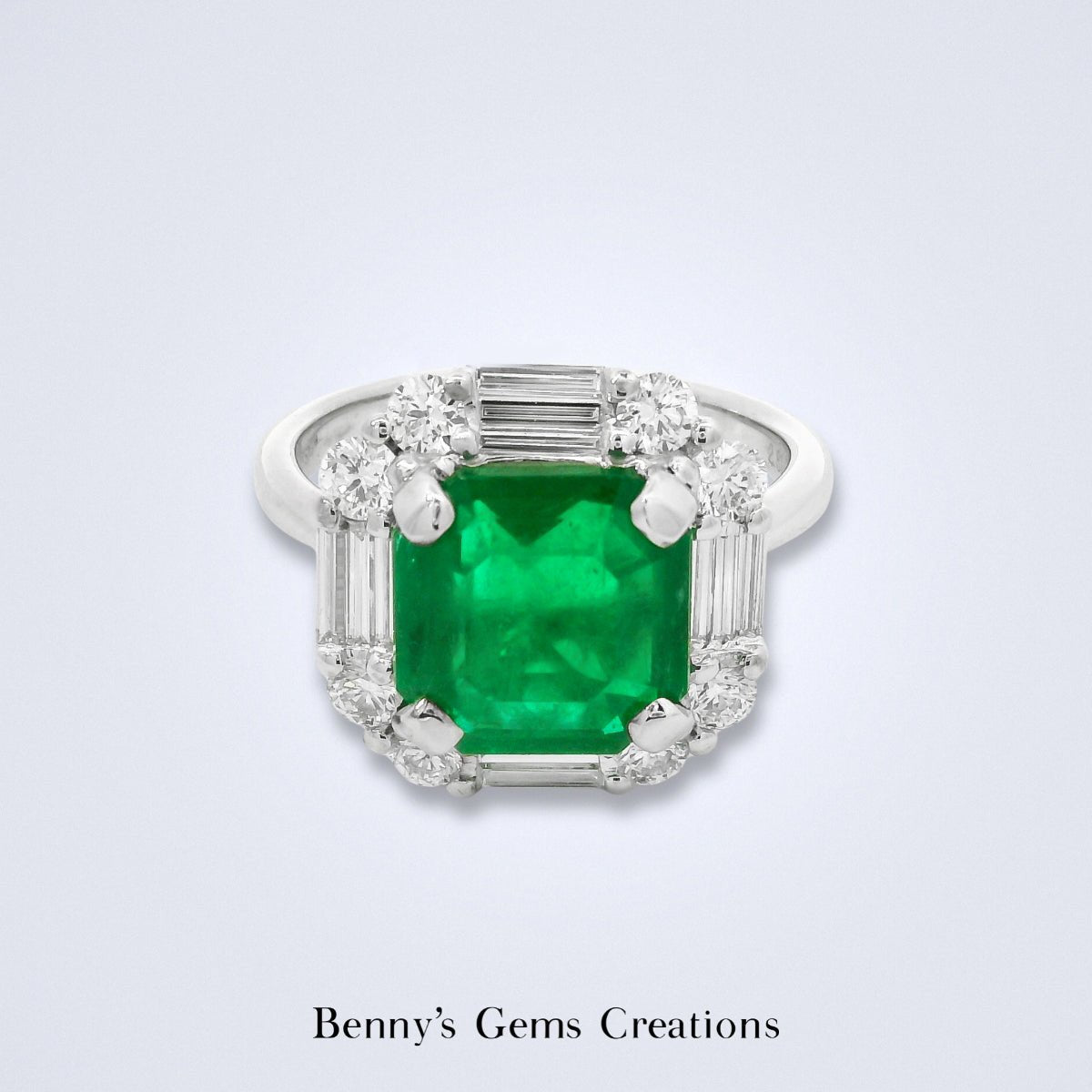 Enchanting Emerald Diamond Ring - Benny's Gems Creations