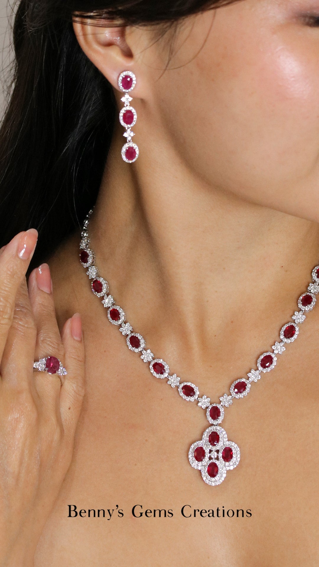 Enchanting Ruby Fiore Diamond Necklace - Benny's Gems Creations