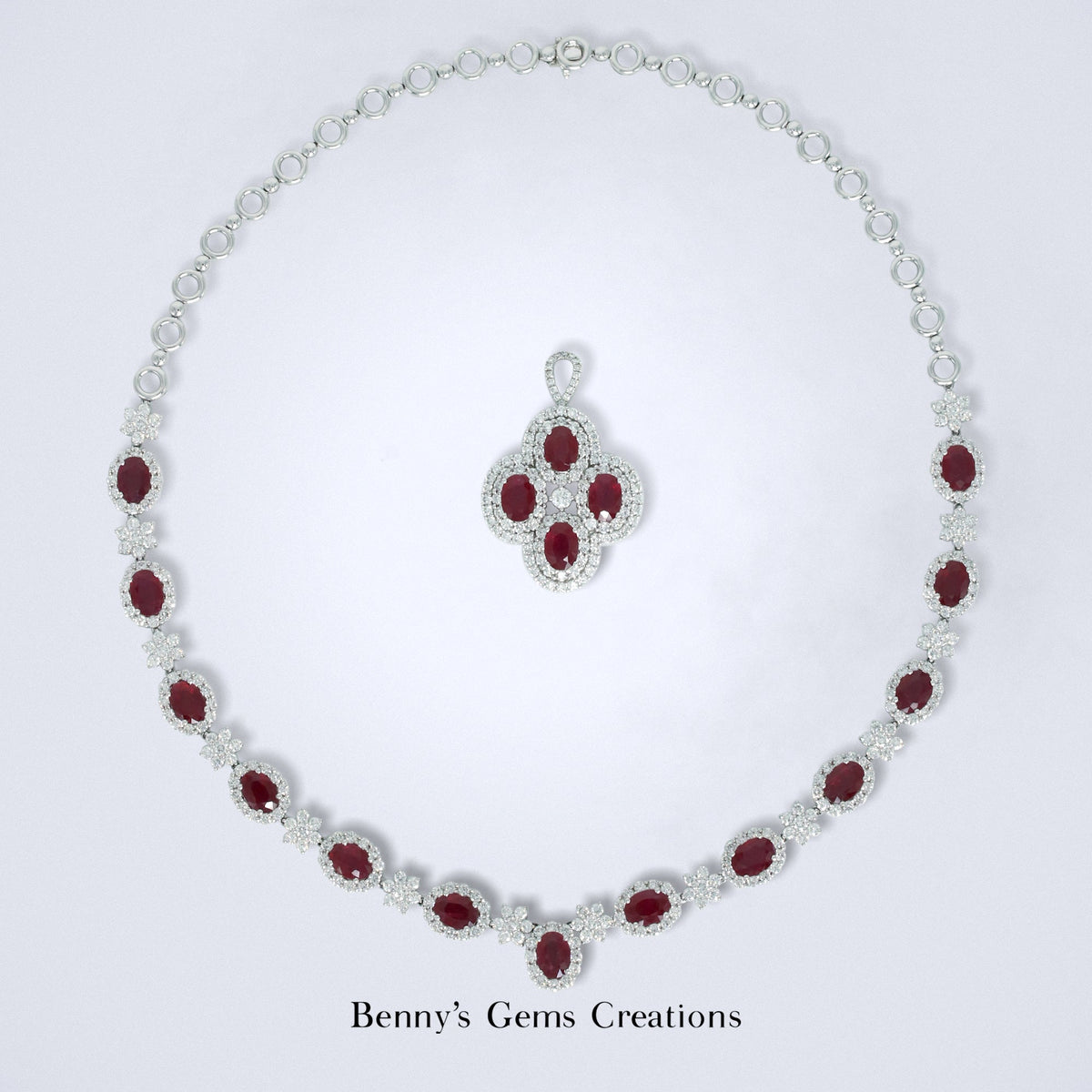 Enchanting Ruby Fiore Diamond Necklace - Benny's Gems Creations