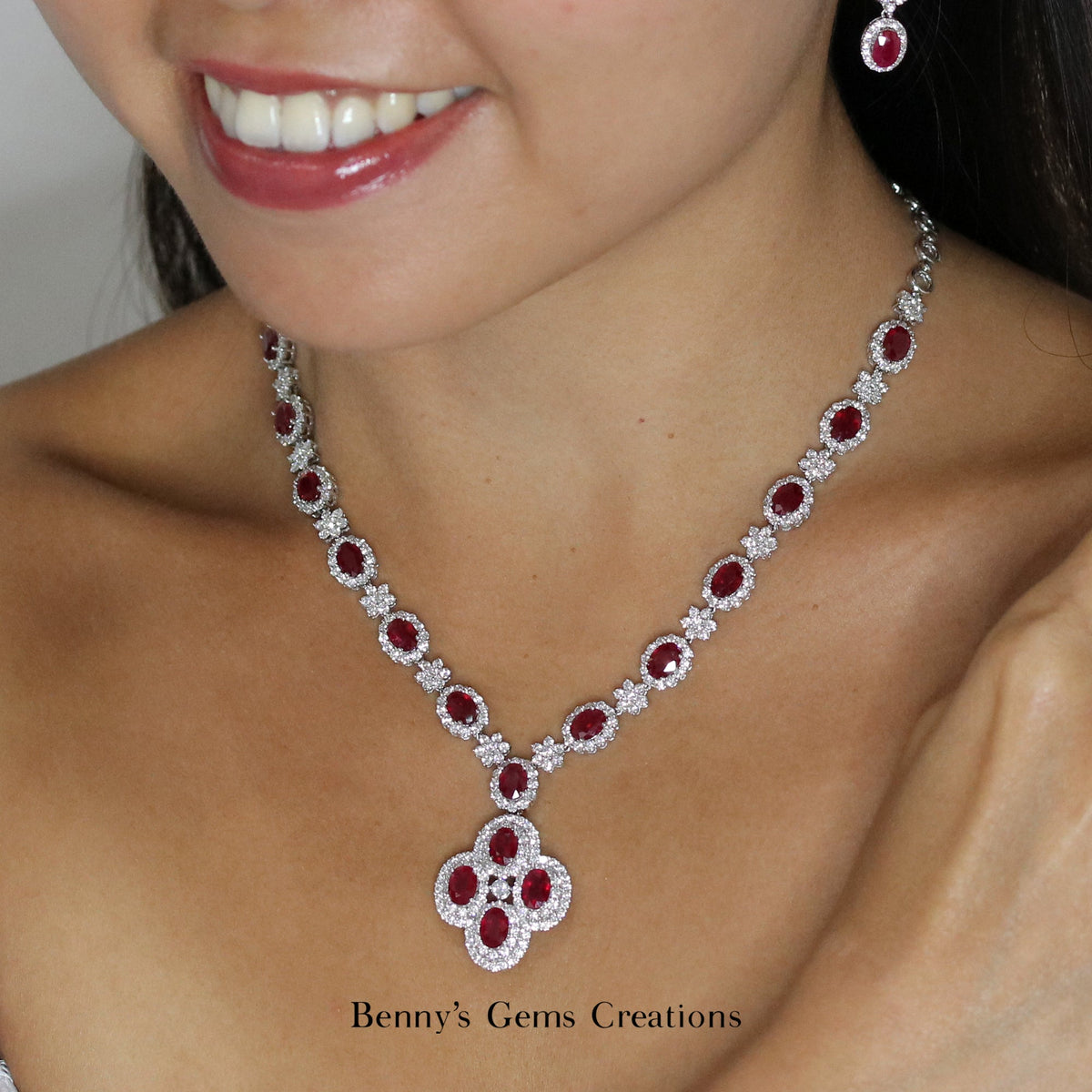 Enchanting Ruby Fiore Diamond Necklace - Benny's Gems Creations