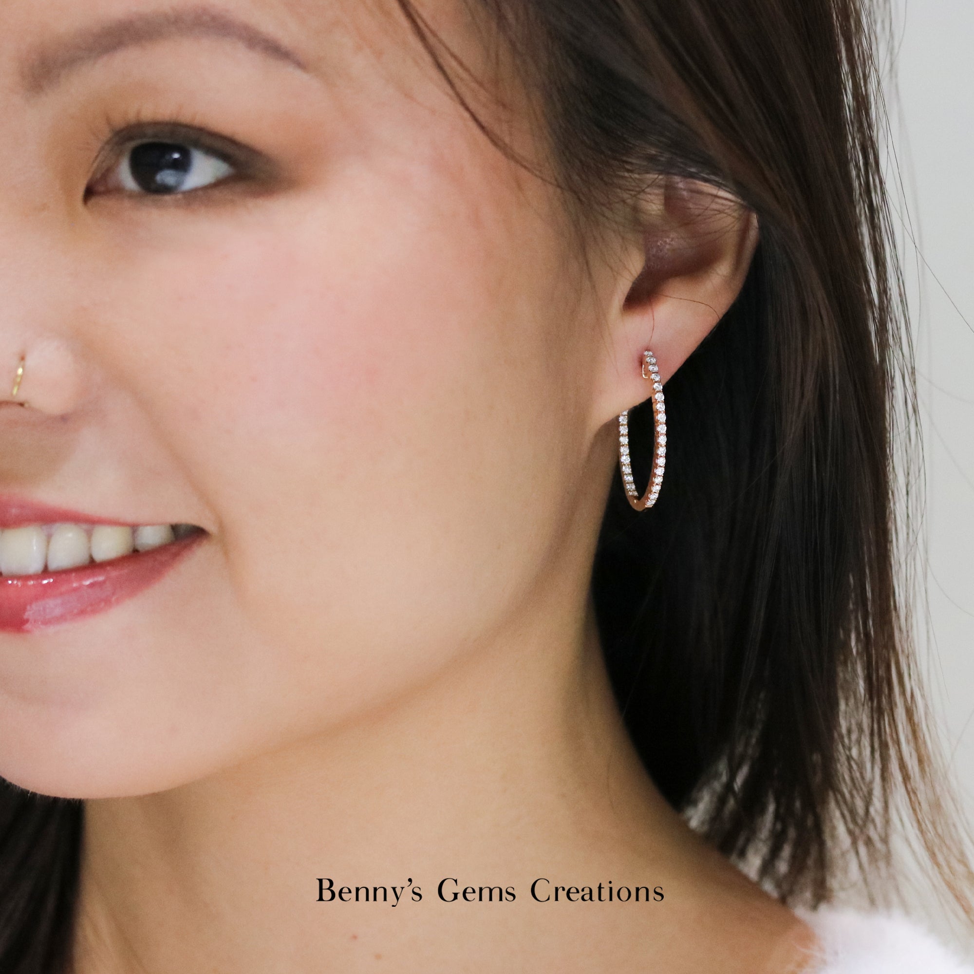 Eternal Rose Gold Diamond Hoops - Benny's Gems Creations