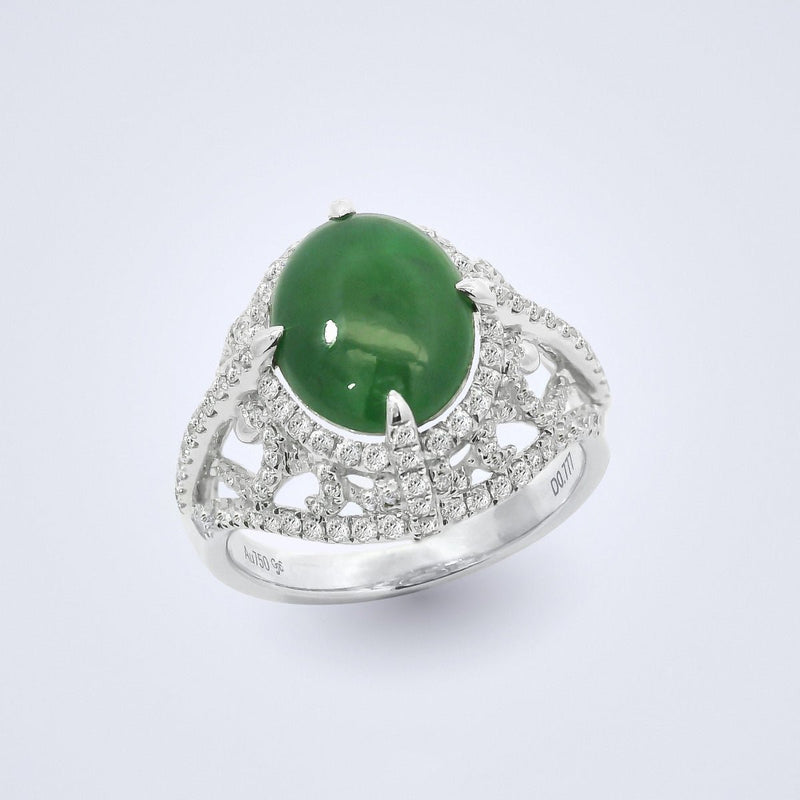 Evergreen Jadeite Diamond Ring - Benny's Gems Creations