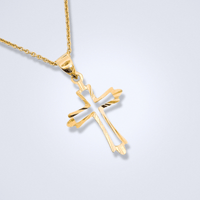 Everlasting Grace 18K Dual - Outline Cross Pendant - Benny's Gems Creations