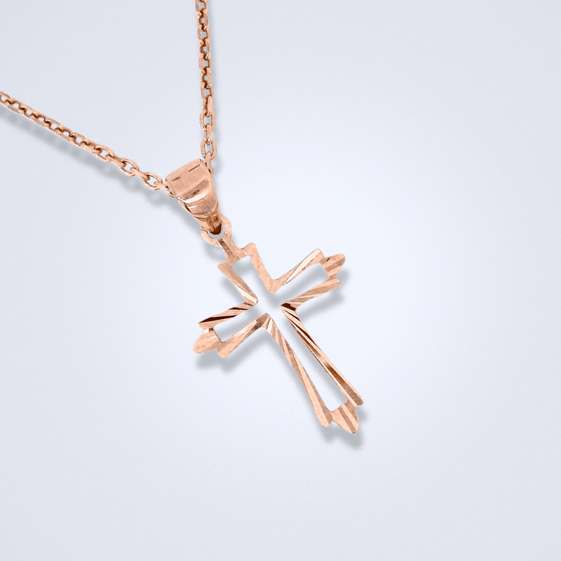 Everlasting Grace 18K Dual - Outline Cross Pendant - Benny's Gems Creations