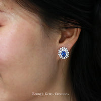 Fancy Cornflower Sapphire Diamond Earrings - Benny's Gems Creations