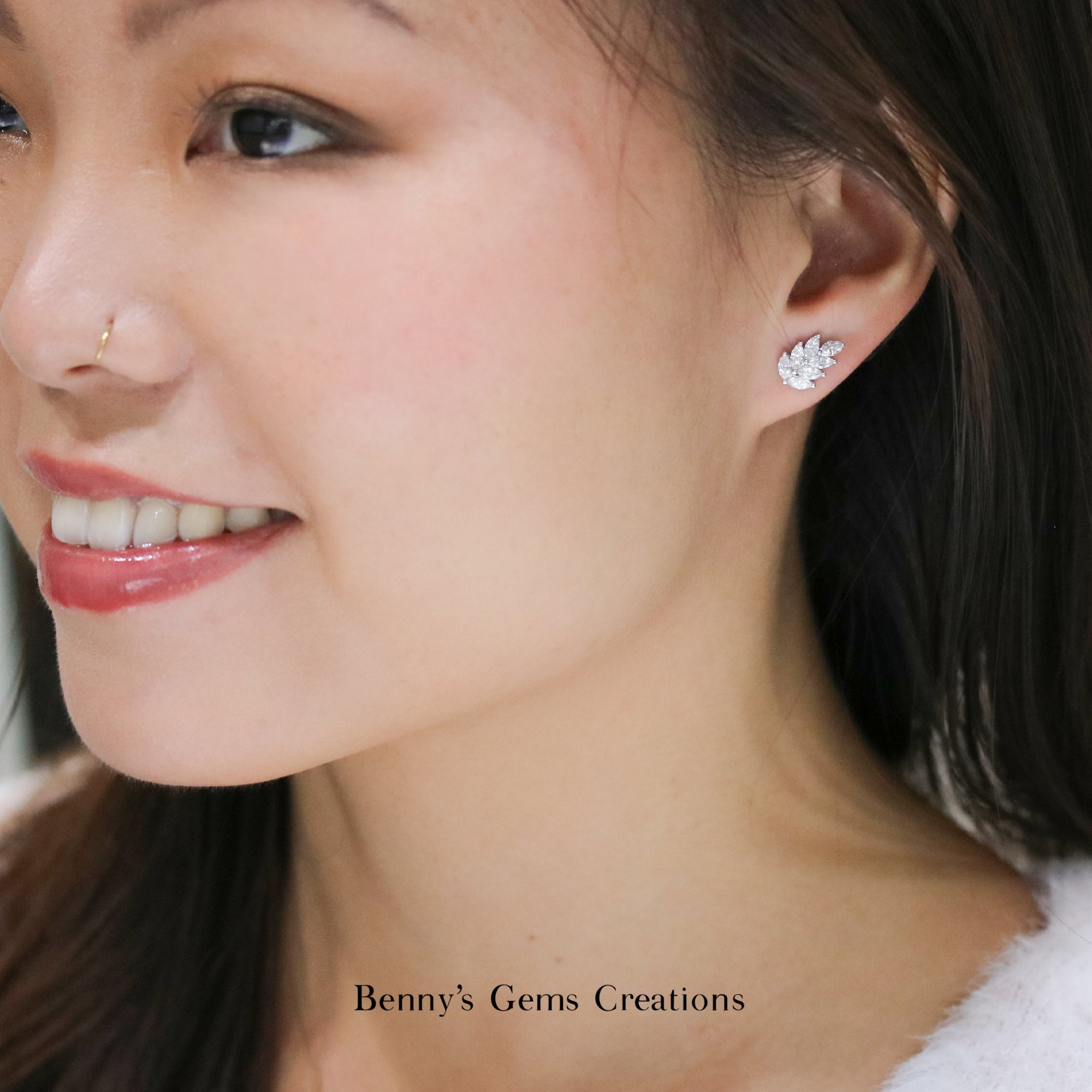 Fancy Foliage Diamond Earrings - Benny's Gems Creations