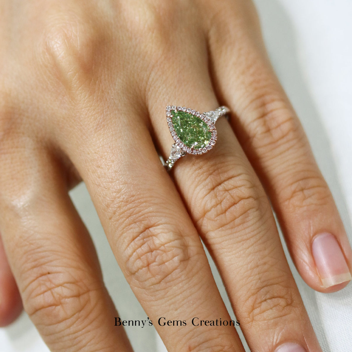 Fancy Pear Colored Diamond Ring - Benny's Gems Creations