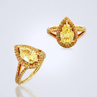 Fancy Vivid Yellow Pave Diamond Ring - Benny's Gems Creations