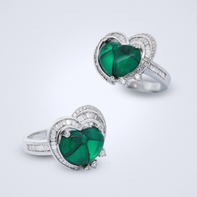 trapiche emerald diamond ring