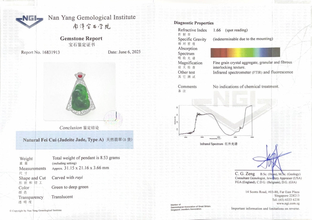 Filigree Jade Ruby Diamond Pendant - Benny's Gems Creations