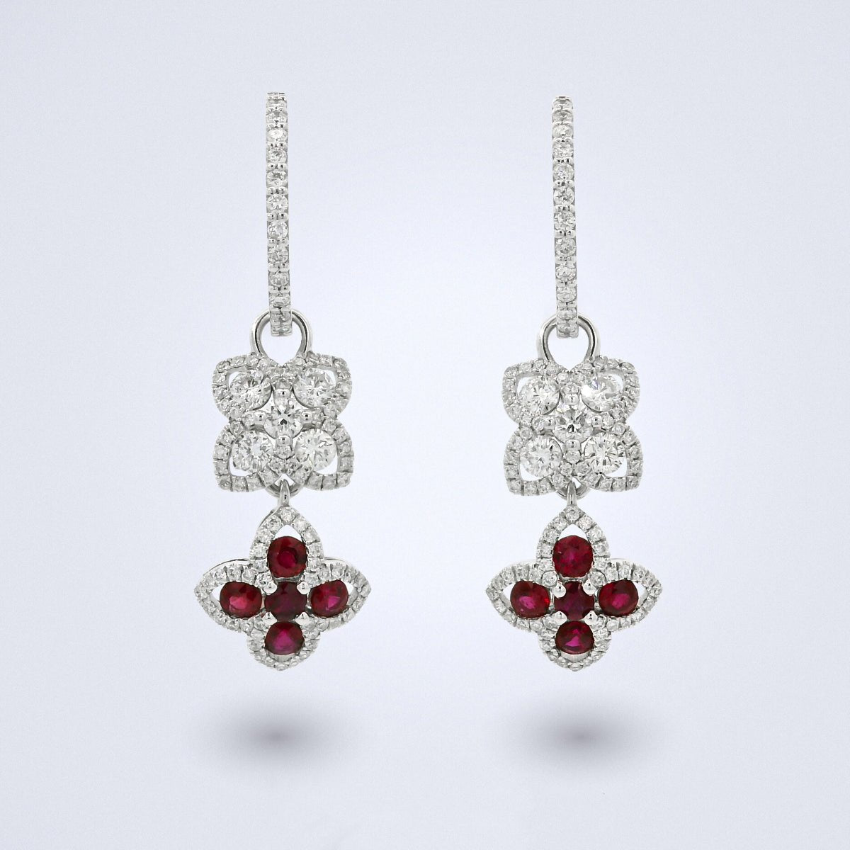 Fleur Royale Convertible Ruby & Diamond Earrings - Benny's Gems Creations