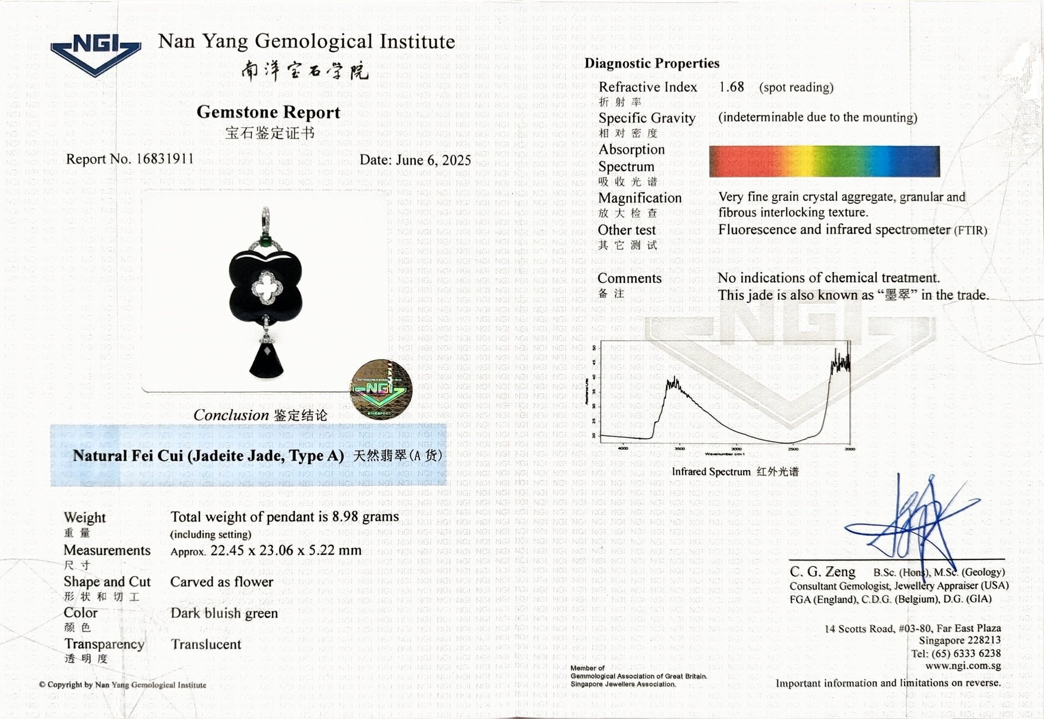 Flower Black Jade Diamond Pendant - Benny's Gems Creations