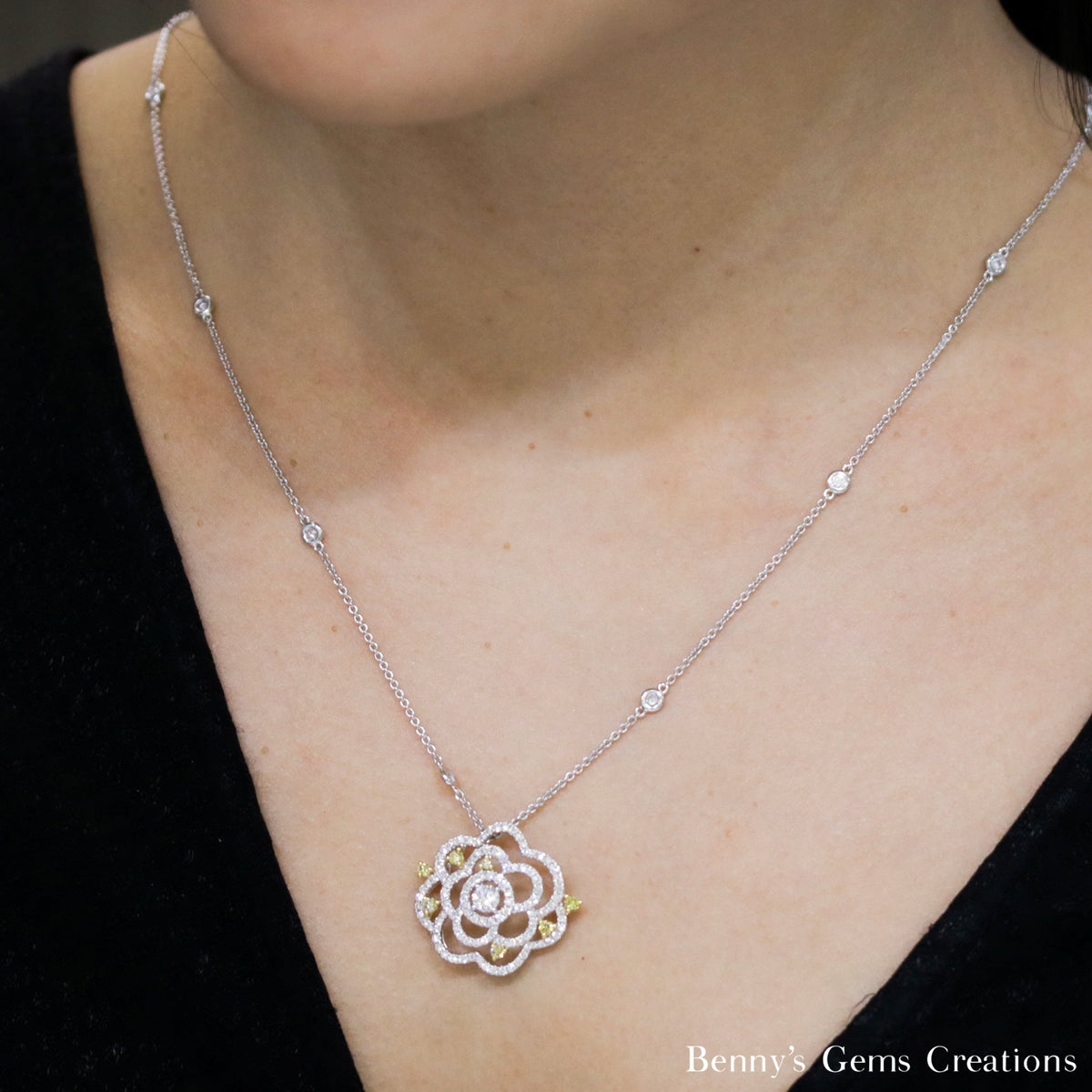 Flower Bloom Diamond Pendant - Benny's Gems Creations