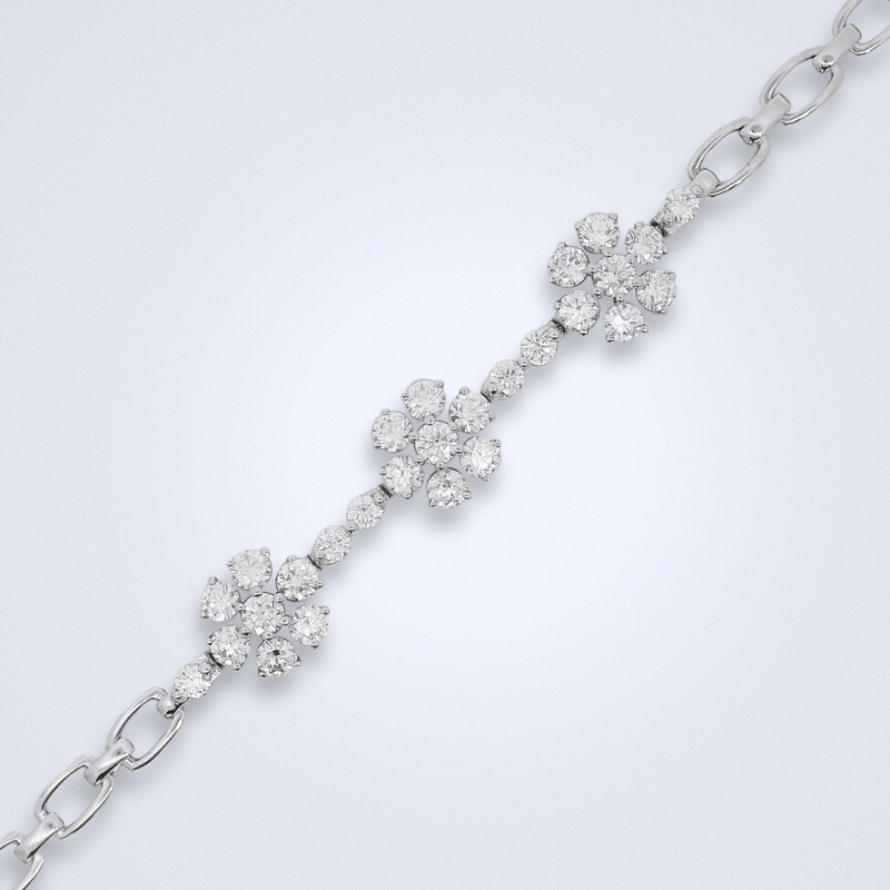 White Gold Flower Diamond Bracelet