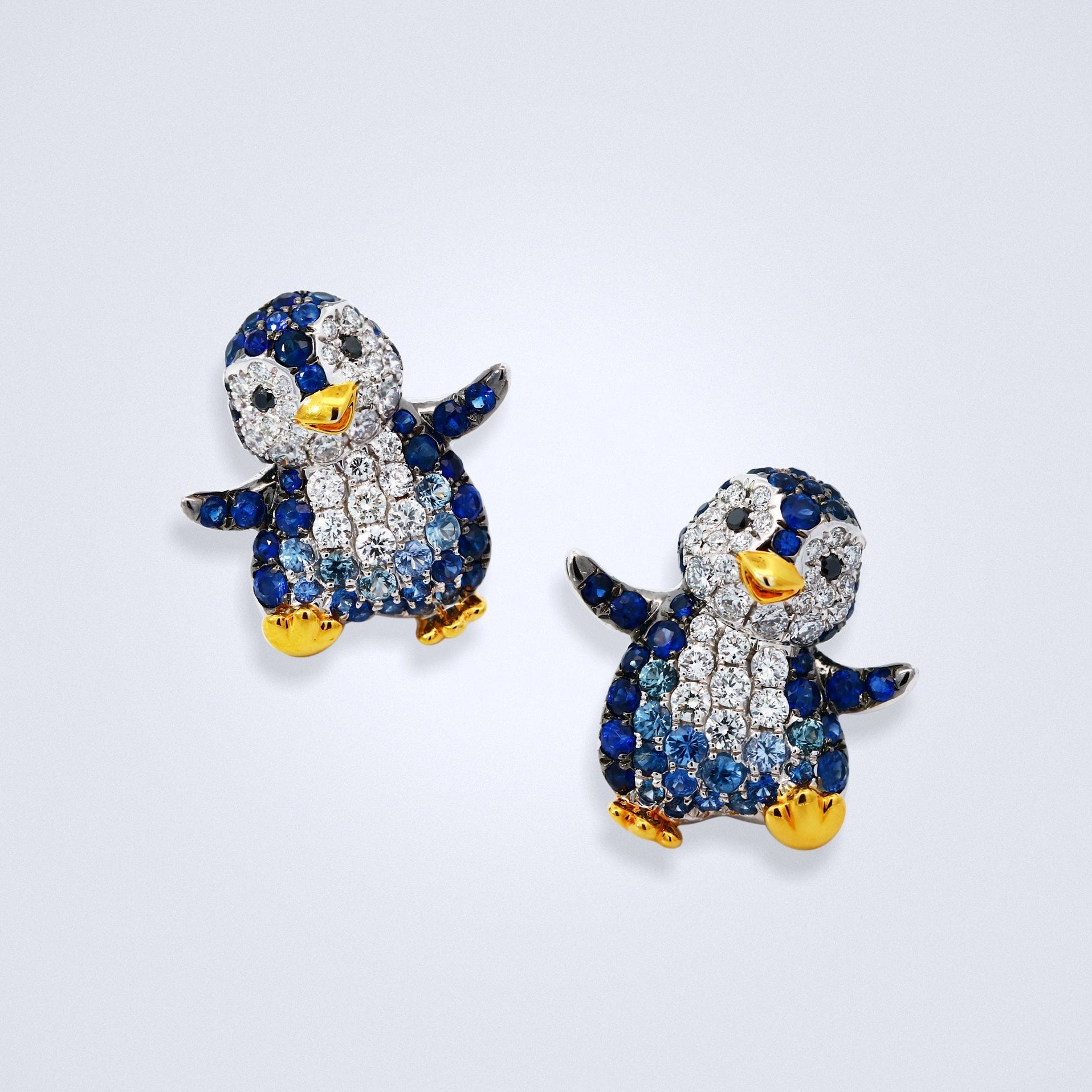 Frosty Penguin Sapphire Earrings - Benny's Gems Creations
