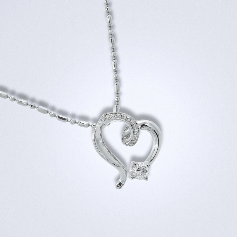 Gentle Heart White Gold Diamond Pendant - Benny's Gems Creations
