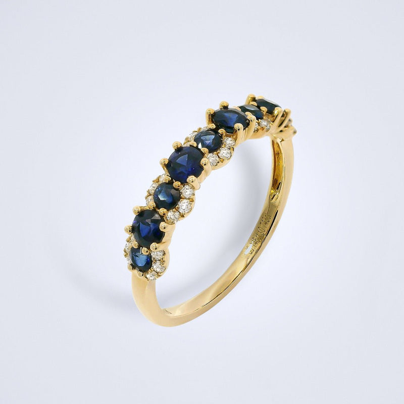 Golden Azure Sapphire Stack Ring - Benny's Gems Creations