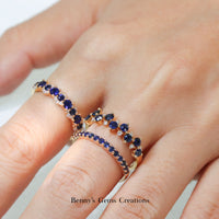 Golden Azure Sapphire Stack Ring - Benny's Gems Creations