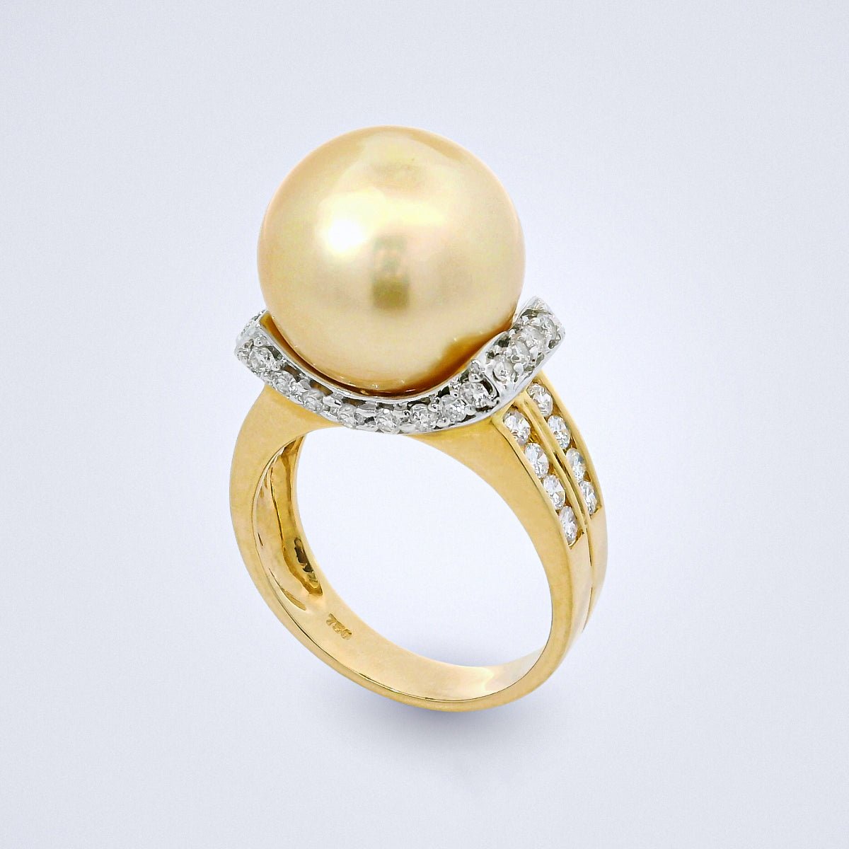 Golden Pearl Diamond Crown Ring - Benny's Gems Creations