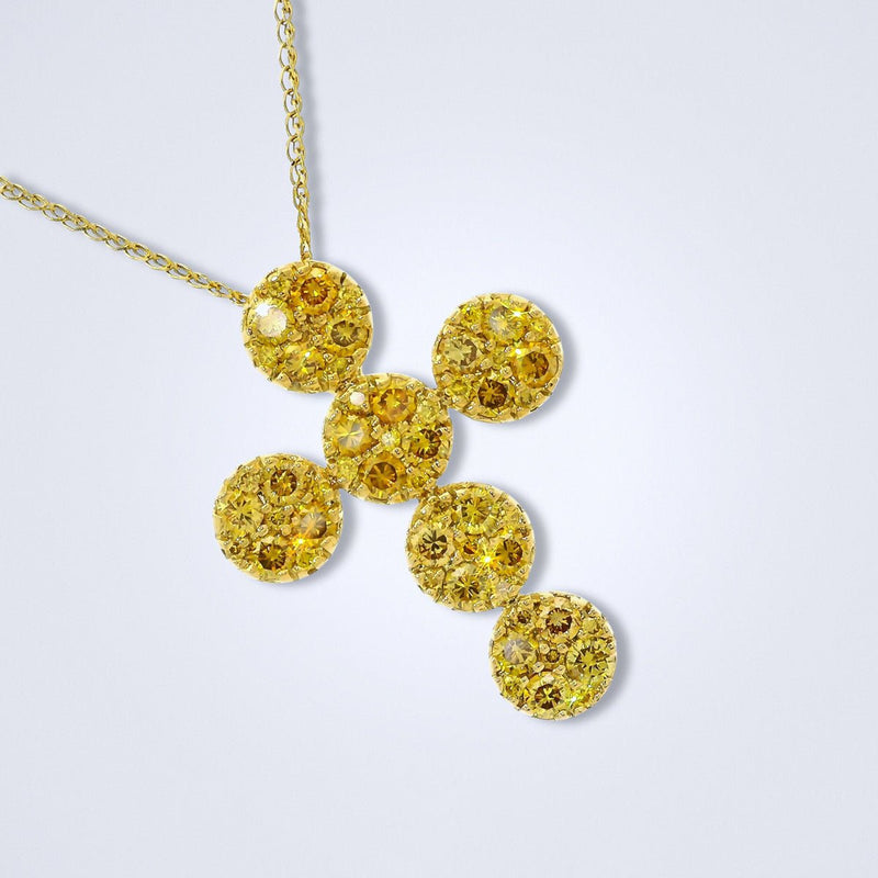 Golden Radiance Diamond Cross Pendant - Benny's Gems Creations
