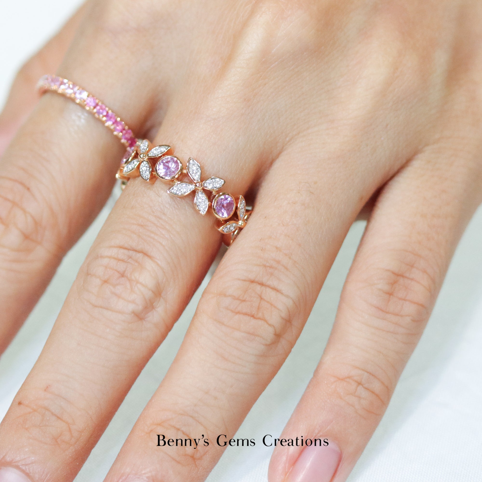 Graceful Sapphire Diamond Ring - Benny's Gems Creations