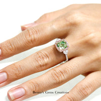 Green Glimmer Cushion Diamond Ring - Benny's Gems Creations