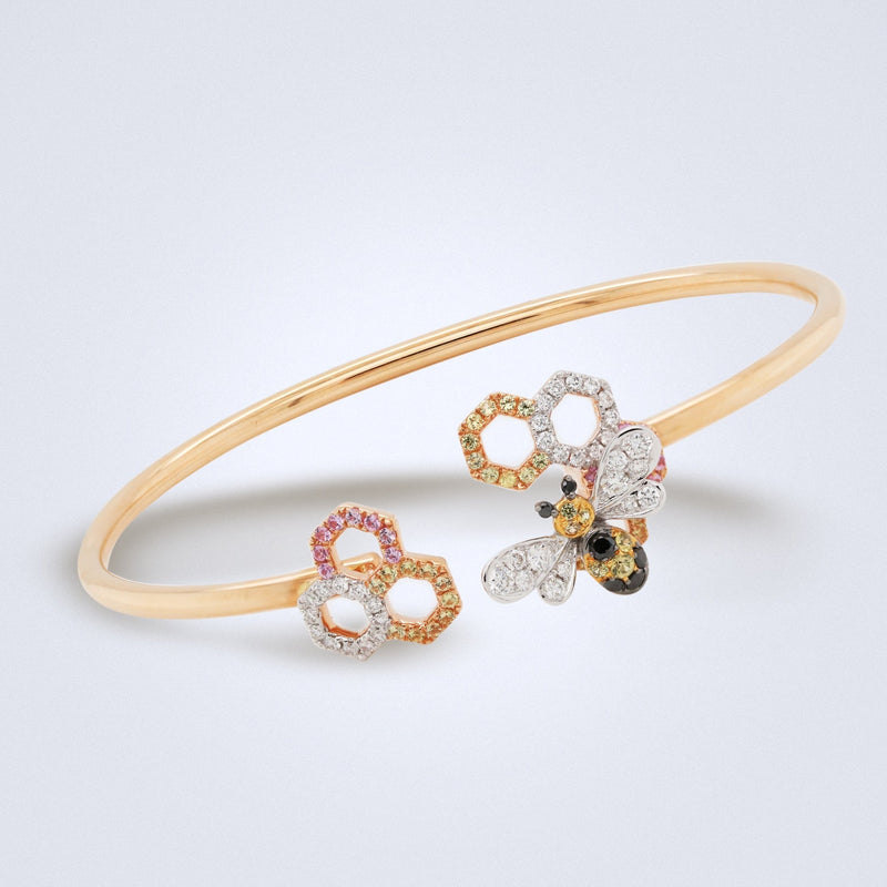 Honeycomb & Bee Sapphire Bangle - Benny's Gems Creations
