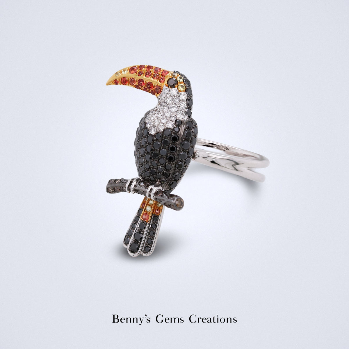 Hornbill Sapphire Diamond Convertible Ring Pendant - Benny's Gems Creations