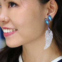 Icy Carved Jadeite Opal Earrings - Benny's Gems Creations