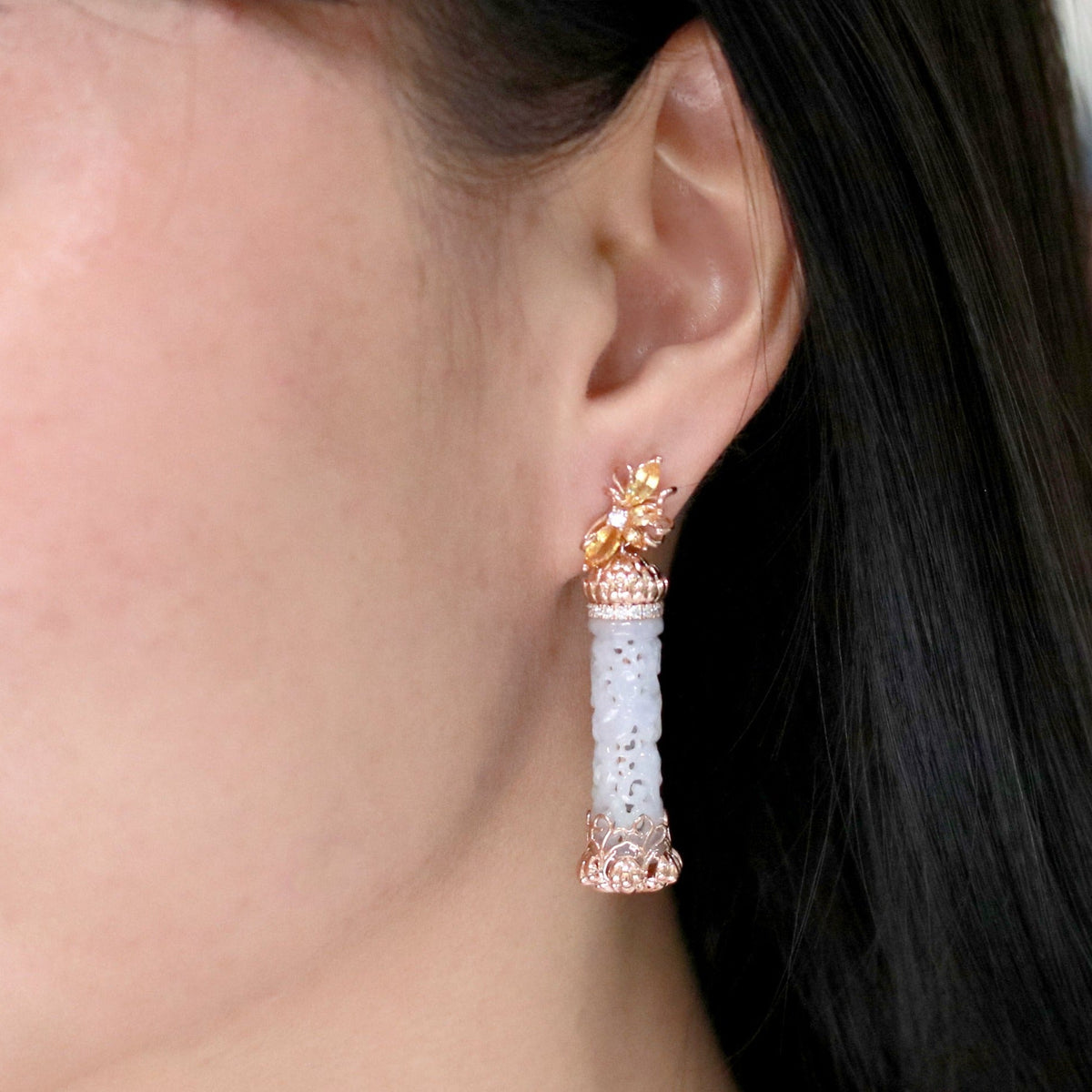 Icy Luminance Jadeite Sapphire Earrings - Benny's Gems Creations