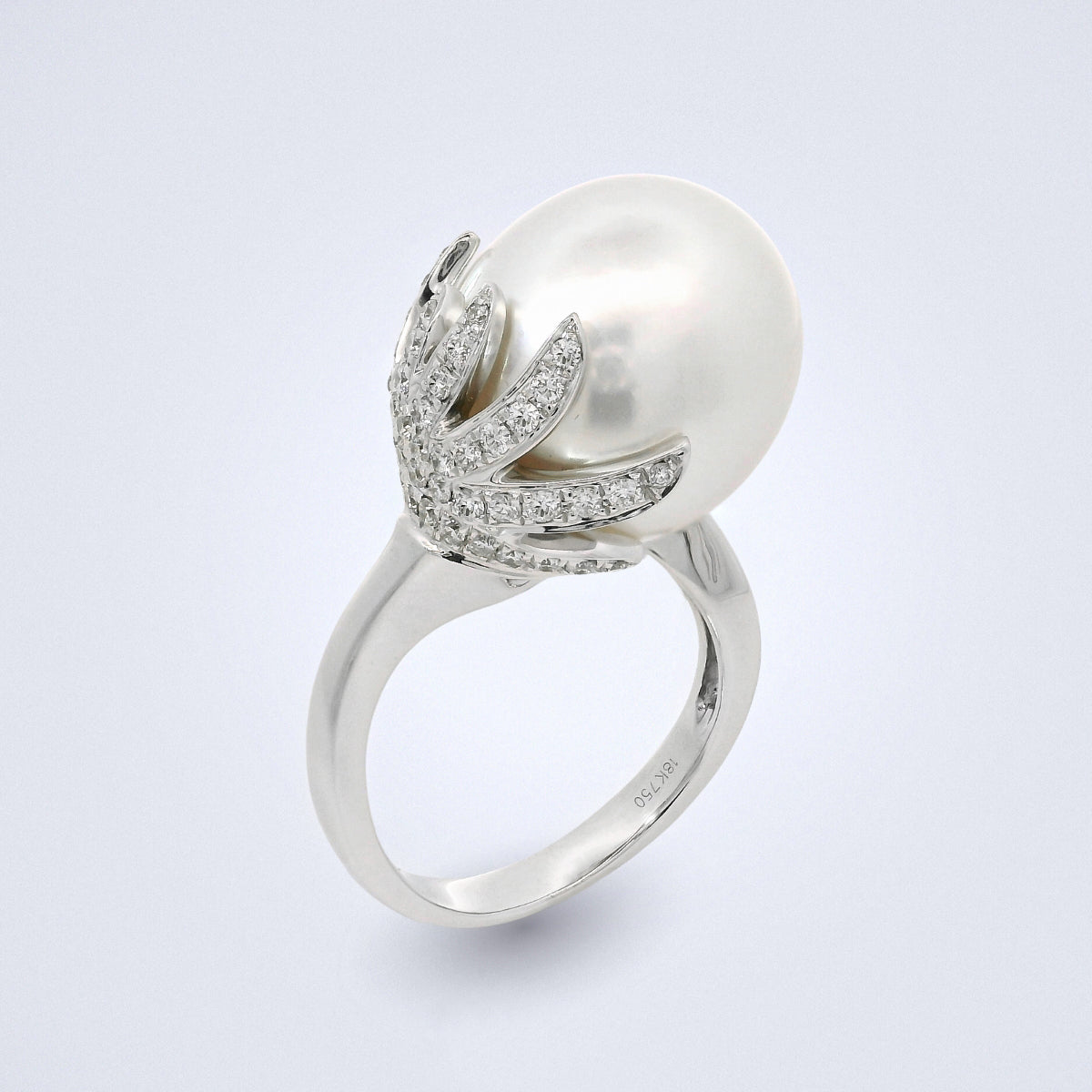 White South Sea Pearl Diamond Petal Ring