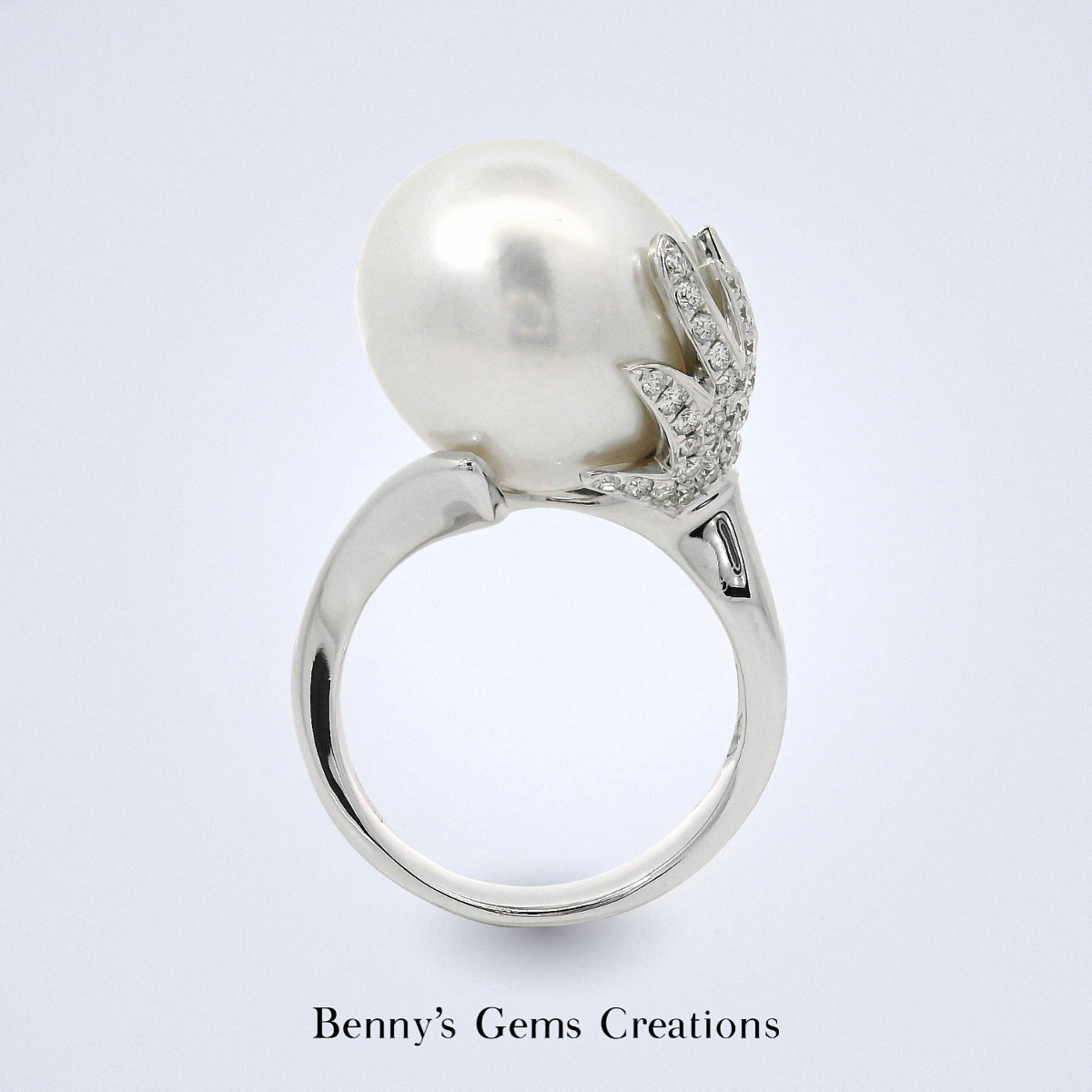 White South Sea Pearl Diamond Petal Ring
