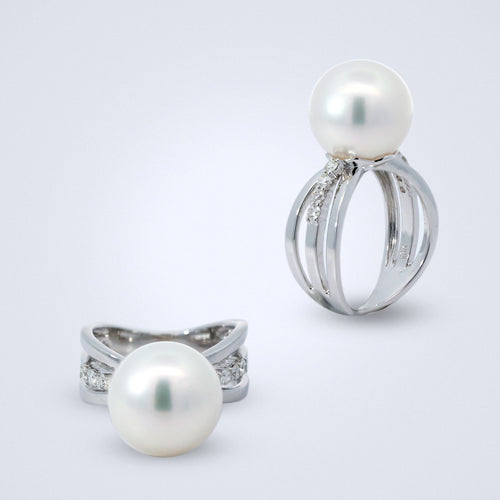 elegant pearl diamond ring