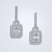 Illusion Set Diamond Dangling Earrings - Benny's Gems Creations