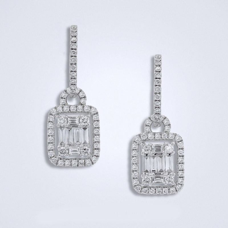 Illusion Set Diamond Dangling Earrings - Benny's Gems Creations