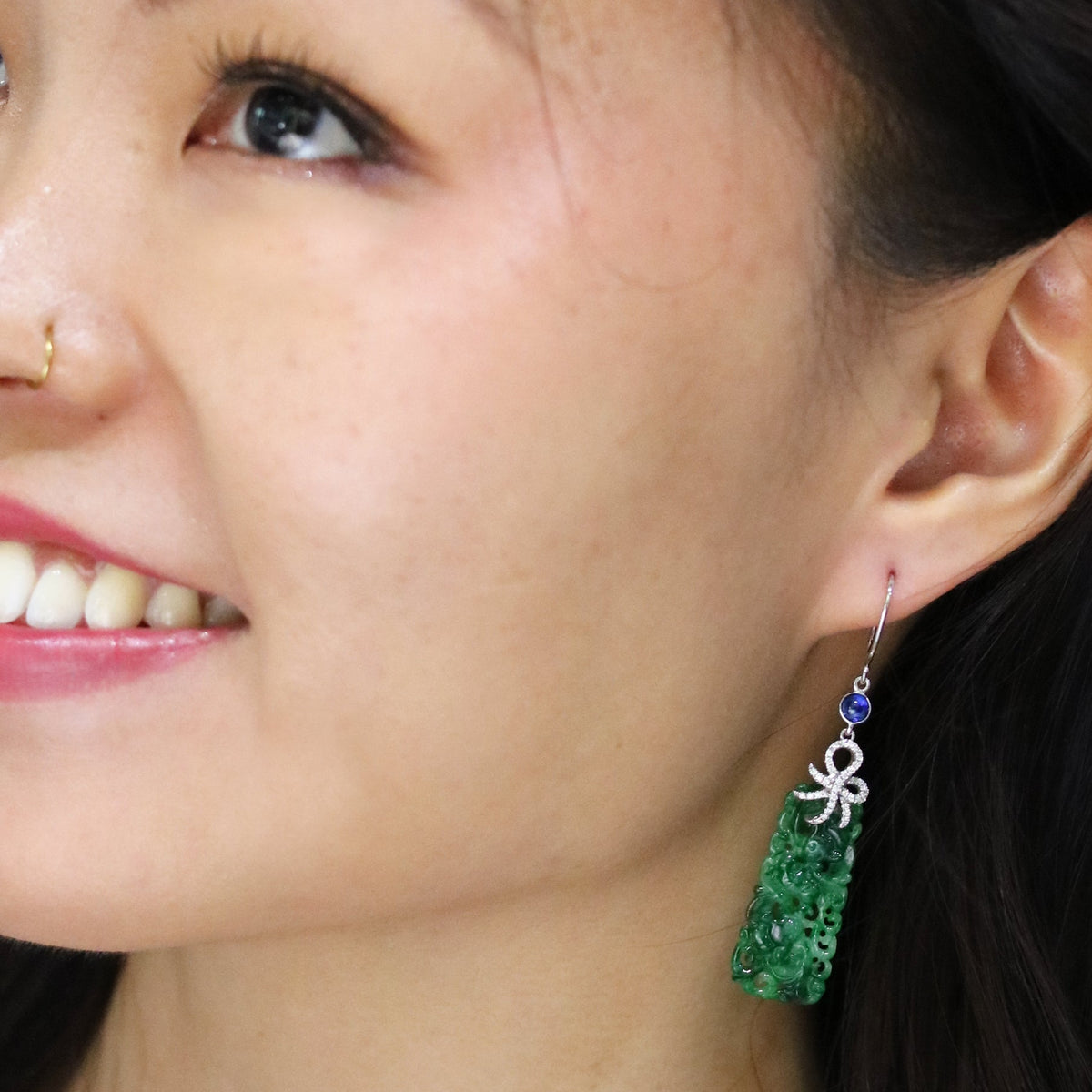 Jade Sapphire Diamond Earrings - Benny's Gems Creations