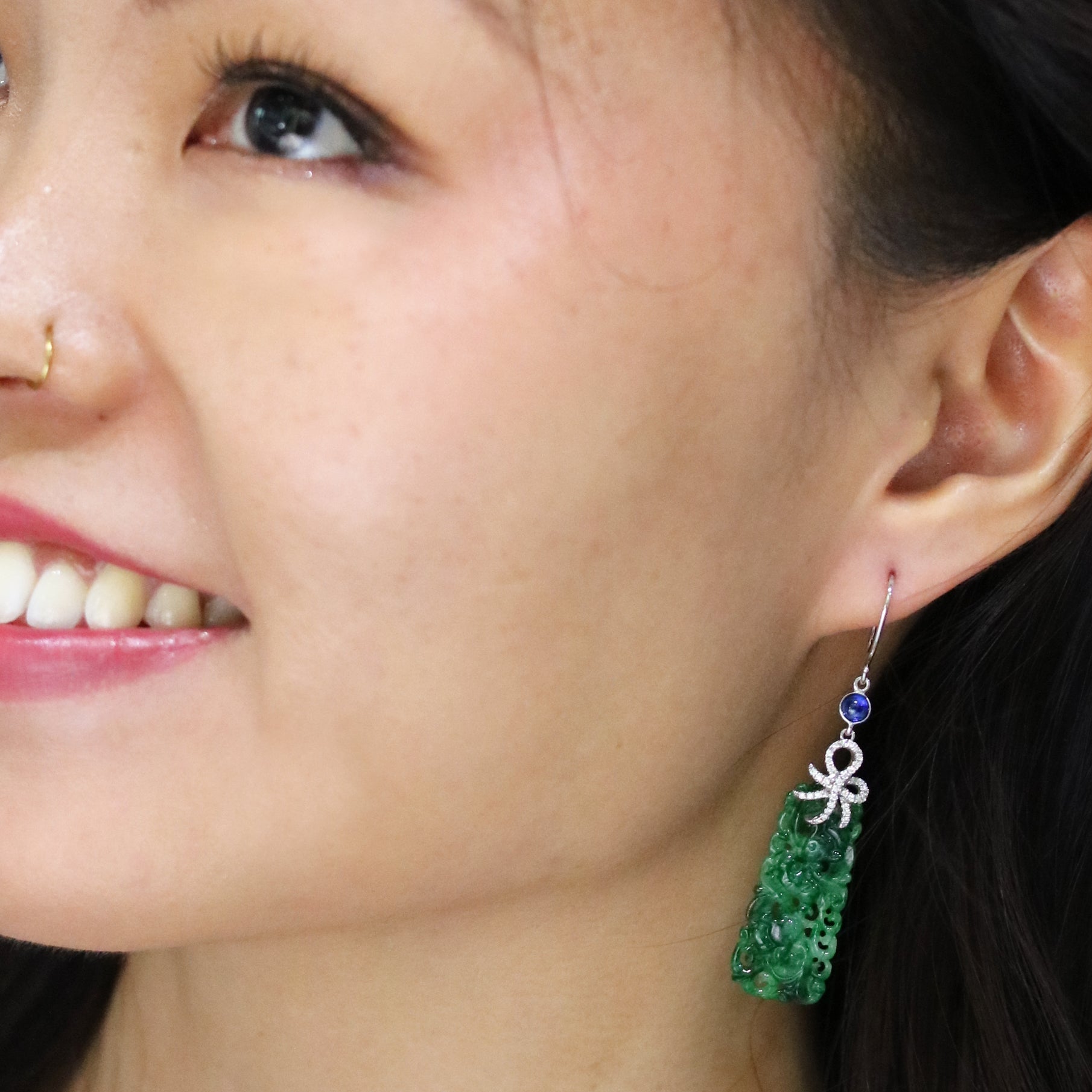 Jade Sapphire Diamond Earrings - Benny's Gems Creations