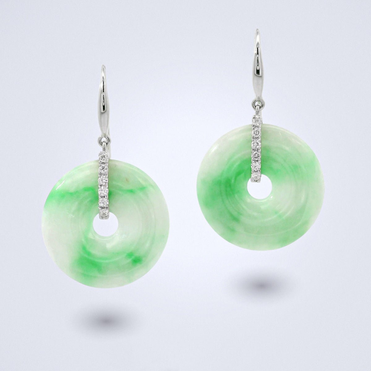 Jadeite Bi Disc Drop Earrings - Benny's Gems Creations