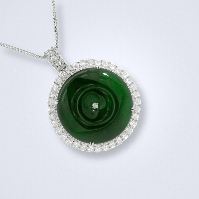 Jadeite Diamond Pendant - Benny's Gems Creations