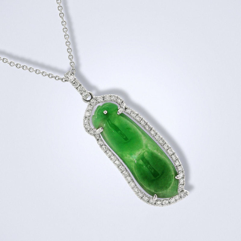 Jadeite Peapods Diamond Pendant - Benny's Gems Creations