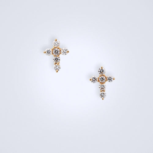 dainty cross diamond earrings