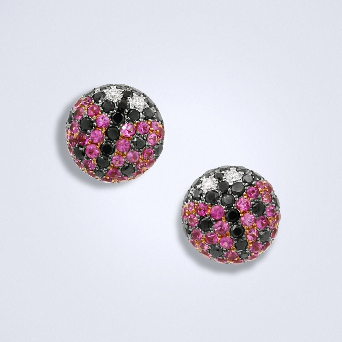 Ladybug Pink Sapphire Diamond Earrings - Benny's Gems Creations