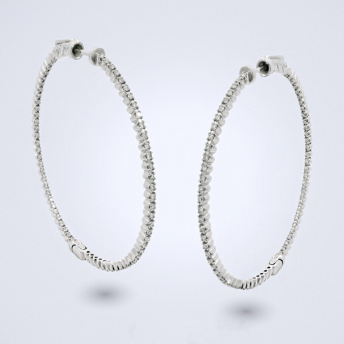 Large Loop Diamond Hoop Earrings - Benny's Gems Creations